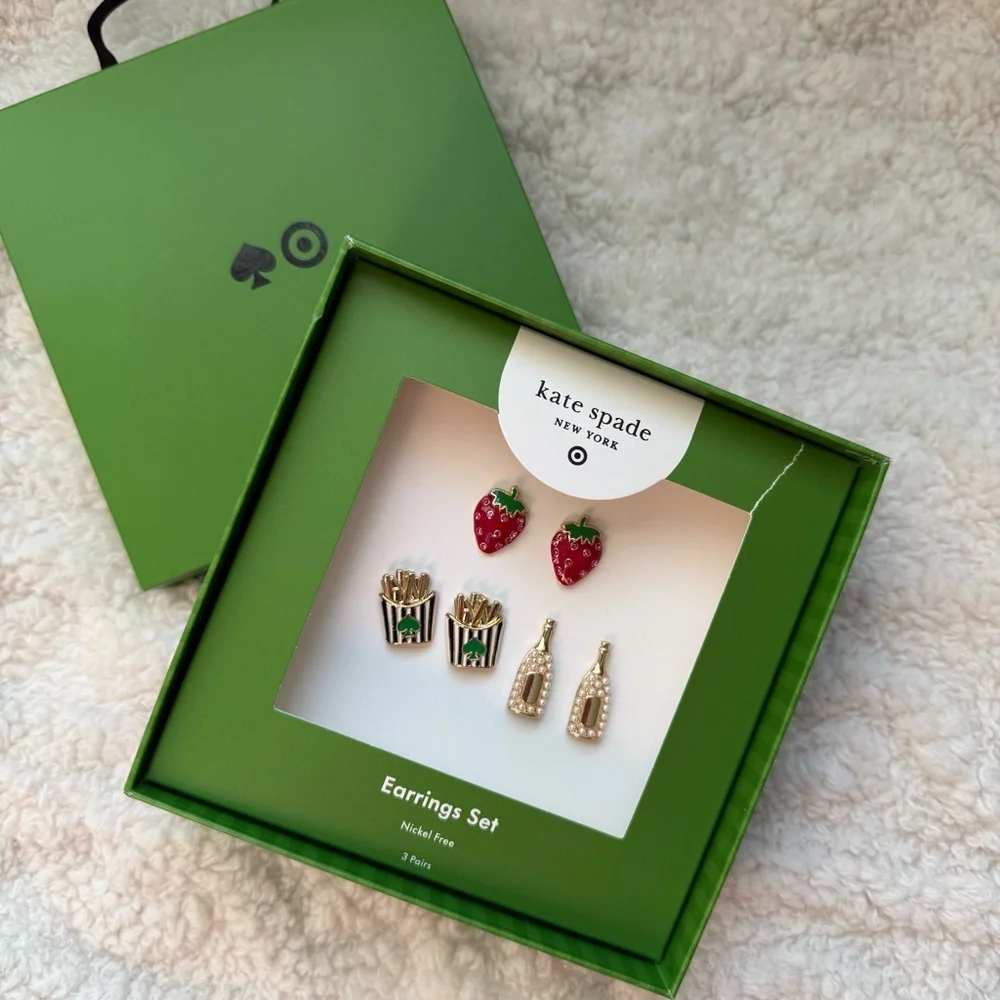 Kate Spade Strawberry and Champagne Earrings Set - Picture 2 of 6